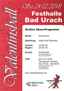 Valentinsball 2018 bei der Tanzschule Timotion in Bad Urach mit time4music